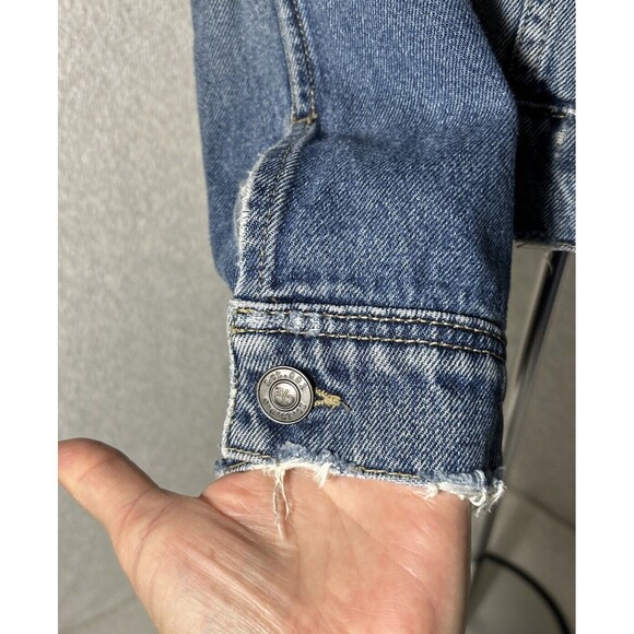 Current/Elliott The Baby Trucker Grassland Denim Jean Jacket Women 1 Destressed - Picture 3 of 10